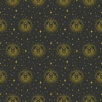 Vector seamless pattern with magical occult symbol.