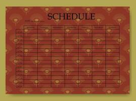 School schedule page minimalist abstract design. Categories of notes. vector