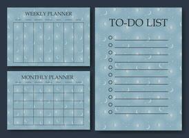 School planner page minimalist abstract design. Categories of notes. vector