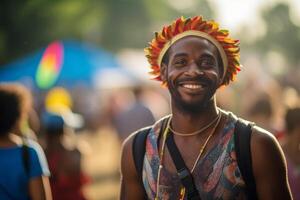 un hombre a el festival. ai generado foto