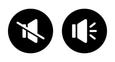 Mute speakers and volume speaker icon vector in circle