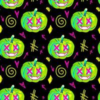 Halloween neon seamless pumpkin pattern. Ideal for creating seamless designs and illustrations for various projects like textiles, paper crafts, and more. Vector. vector