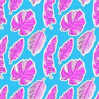 Pink tropical leaves on a bright bare background. Seamless pattern, flat style. Vector. Ideal for textiles, wallpapers, stationery, and more, adding a touch of tropical charm vector