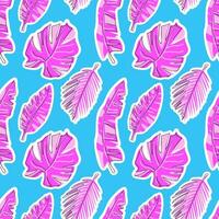 Pink tropical leaves on a bright bare background. Seamless pattern, flat style. Vector. Ideal for textiles, wallpapers, stationery, and more, adding a touch of tropical charm vector