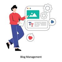 Blog Management flat style design vector illustration. stock illustration