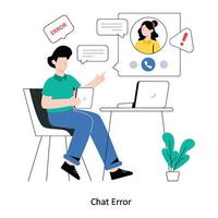 Chat Error flat style design vector illustration. stock illustration