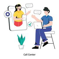 Call Center flat style design vector illustration. stock illustration