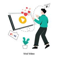 Viral Video flat style design vector illustration. stock illustration