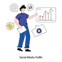 Social Media Traffic flat style design vector illustration. stock illustration