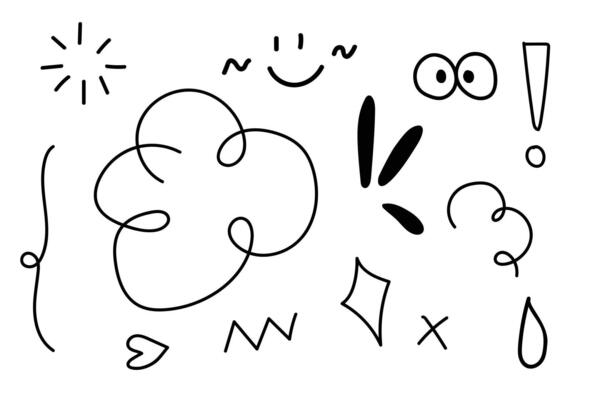 Doodle hand drawn design black and white for element, decoration