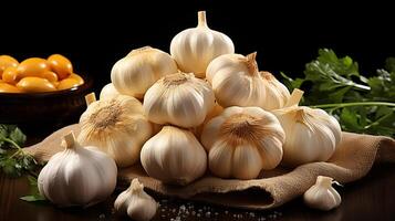 realistic image of a garlic. AI Generated photo