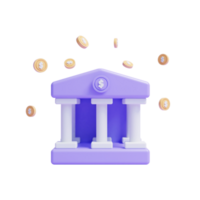 bank icon 3d render or save your money on online bank concept ui icon png