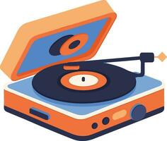 vintage record player in UX UI flat style vector