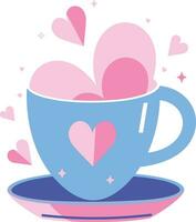 coffee mug with heart in UX UI flat style vector