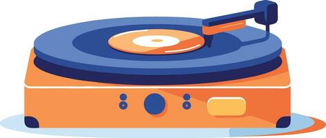 vintage record player in UX UI flat style vector