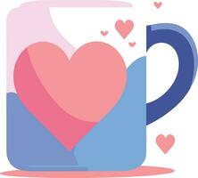 coffee mug with heart in UX UI flat style vector