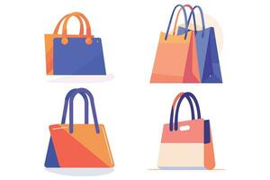 shopping bags in UX UI flat style vector