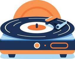 vintage record player in UX UI flat style vector