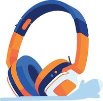 over the head headphones in UX UI flat style vector