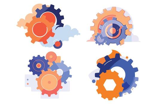 Gears and business concept in UX UI flat style vector