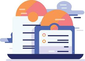 Office documents and equipment in UX UI flat style vector