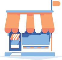 Storefront facade for online stores in UX UI flat style vector