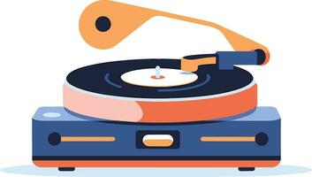 vintage record player in UX UI flat style vector
