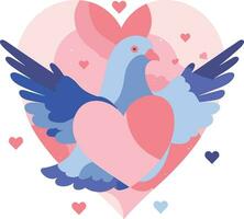 white dove with heart in the wedding concept in UX UI flat style vector
