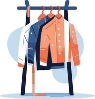 Clothing store and coat rack in UX UI flat style vector