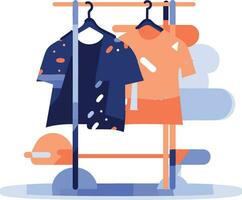 Clothing store and coat rack in UX UI flat style vector