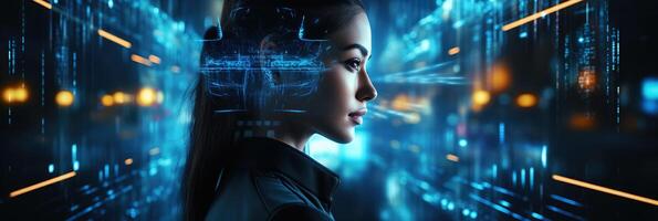 Business and Data Protection, Biometric security identify, face recognition online. photo
