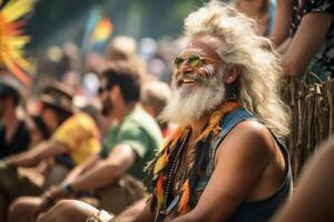 un hombre a el festival. ai generado foto