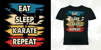 comer dormir kárate repetir gracioso kárate formación retro Clásico kárate camiseta diseño vector