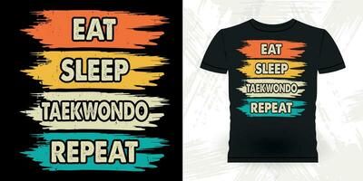 comer dormir taekwondo repetir gracioso kárate formación retro Clásico kárate camiseta diseño vector