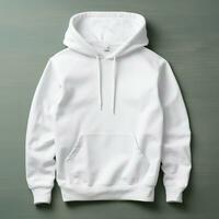 AI generative High quality blank hoodie in white color, perfect to create mockup preview photo