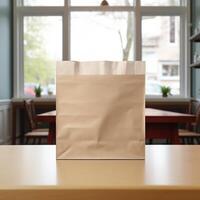 AI generative High quality photo of blank paper bag on the table