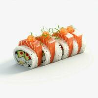 AI Generative High quality of 3D style design of futomaki sushi with white background photo