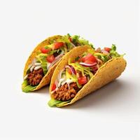 3D design of delicious tacos in white background photo