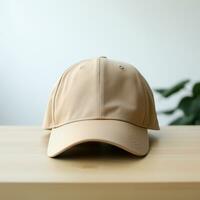 ai generativo foto de blanco ligero marrón béisbol sombrero, ultra realista, 8k, adecuado a crear sombrero Bosquejo o gorra Bosquejo