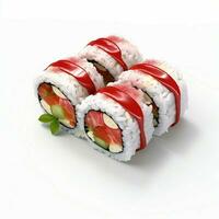 alto calidad de 3d estilo diseño de futomaki Sushi con blanco antecedentes foto