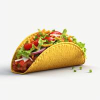 3D design of delicious tacos in white background photo