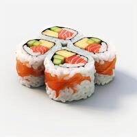 AI Generative High quality of 3D style design of futomaki sushi with white background photo