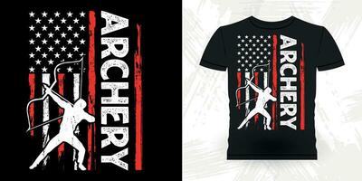 American Flag Funny Archer Hunting Lover Retro Vintage Archery T-shirt Design vector