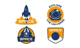 Spacecraft and pressure suit space exploration isolated icons vector