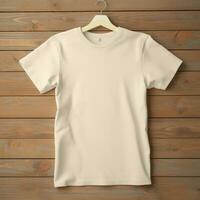 AI generative of a blank t-shirt in cream color in high quality, perfect to create a mockup preview photo