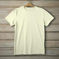 AI generative of a blank t-shirt in cream color in high quality, perfect to create a mockup preview photo