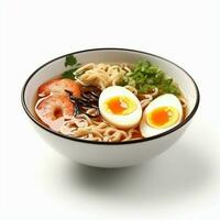 AI generative of a delicious ramen in the bowl, white background photo