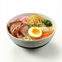 AI generative of a delicious ramen in the bowl, white background photo