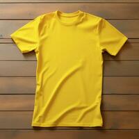 AI generative High quality blank t-shirt in yellow color, perfect to create mockup preview photo