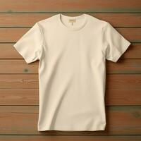 AI generative of a blank t-shirt in cream color in high quality, perfect to create a mockup preview photo